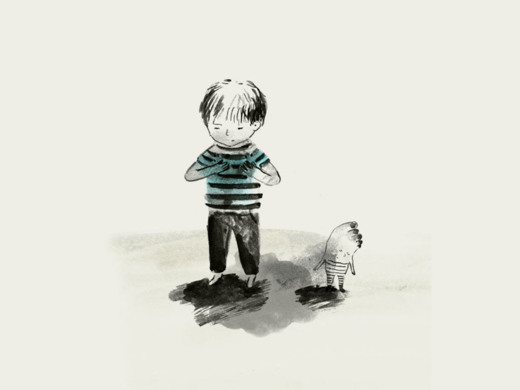 An illustration from the children's story The Sock Monster