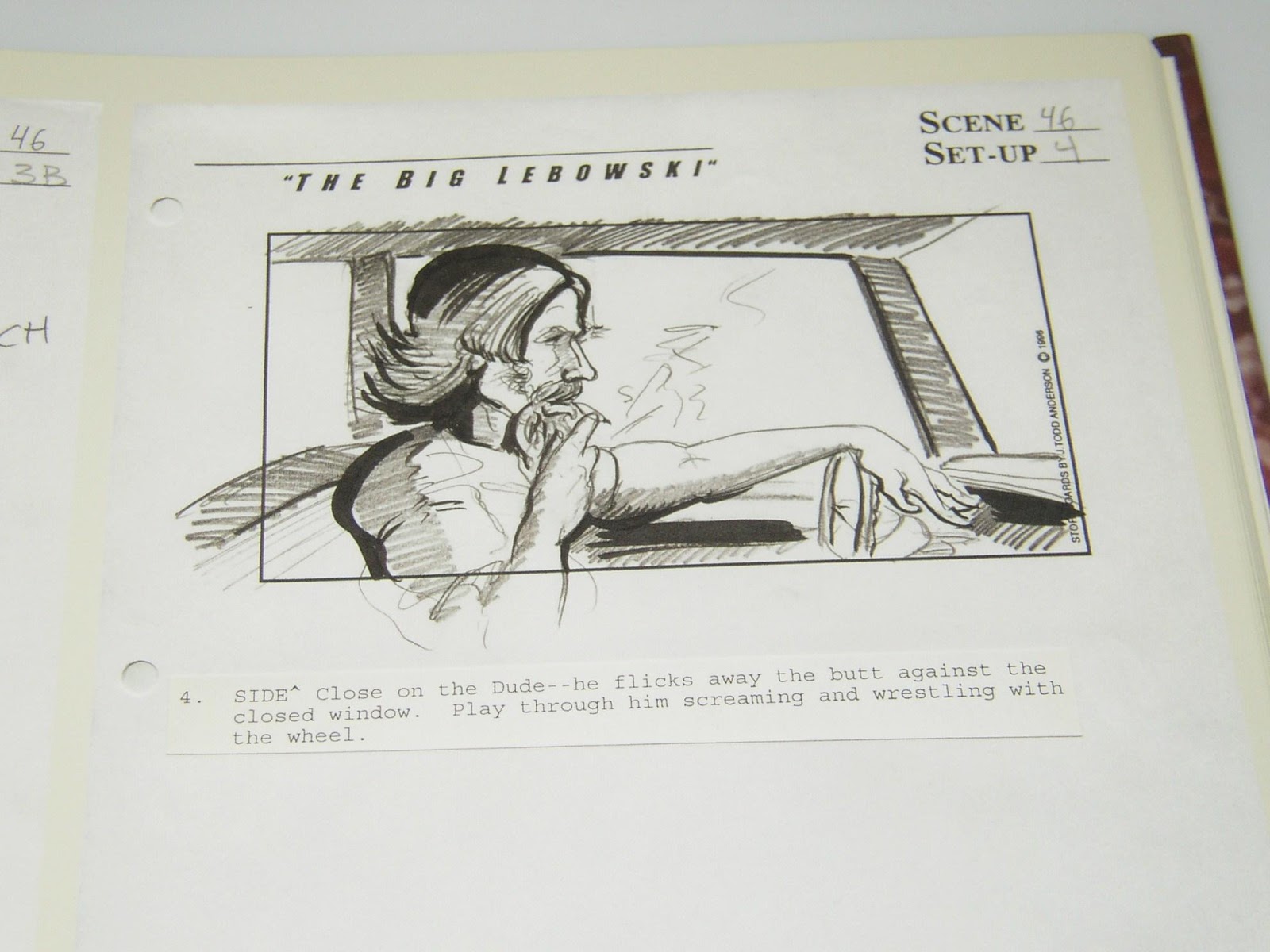 A storyboard sketch from the movie The Big Lebowski by artist Todd Anderson